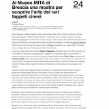 Exibart, 24.04.2026 - Al Museo MITA di Brescia una mostra per scoprire l’arte dei rari tappeti cinesi